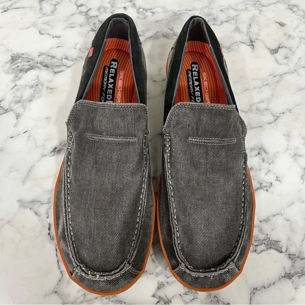 Skechers Men's Sz 11.5 Spencer Grey Relaxed Fit Memory Foam Loafers Shoes 63680